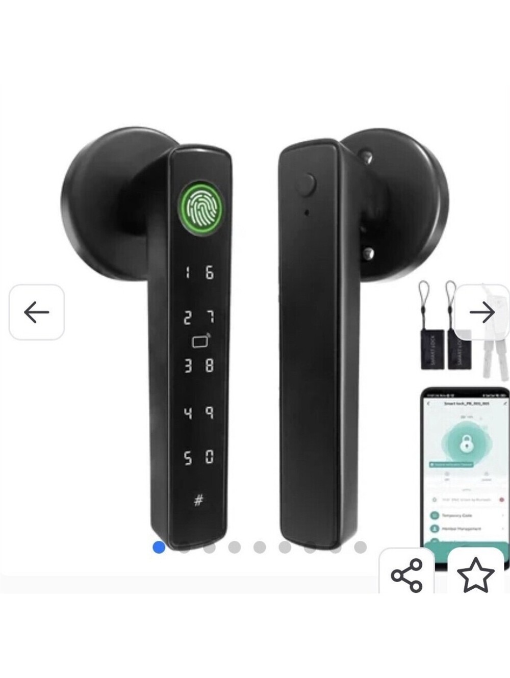 Keypad Door Lock with Handle 5-in-1 Fingerprint Smart Lock App access management